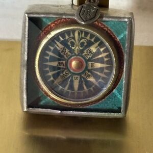 Jewel Kade Teal and Silver Reversible Compass Pendant